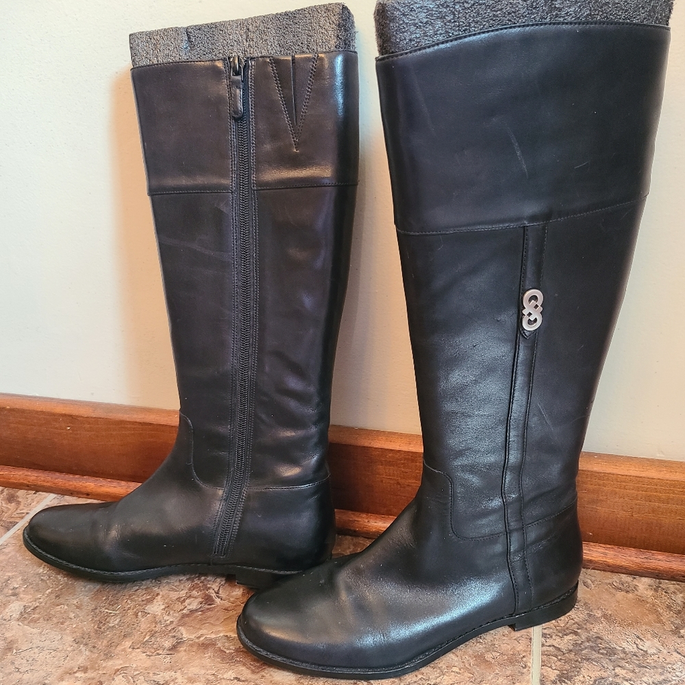Cole Haan black leather riding boots